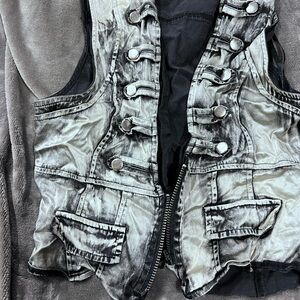 Stylish Black and Gray Vest with Button Details